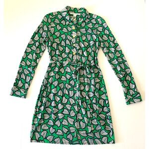 Diane von Furstenberg DVF Leanna Silk Jersey Belted Mini Shirt Dress 2 0 Leaf